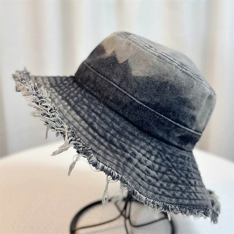 Summer Denim Bucket Hat for women Distressed Sun-proof Face-showing Small Hat - EX-STOCK Canada