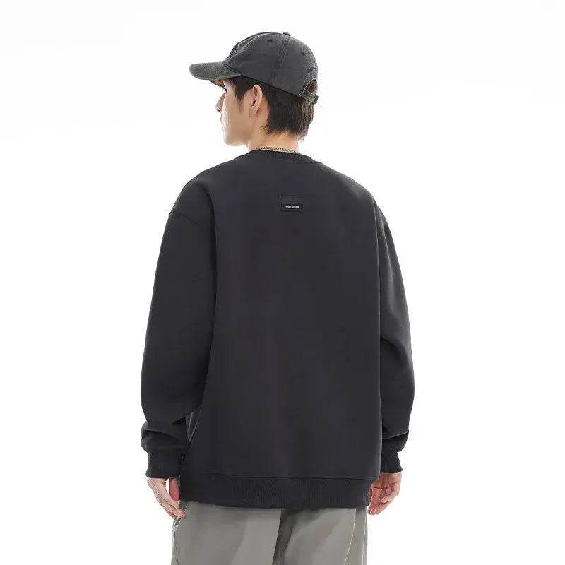 Retro plain Round Neck Pullover Sweater top For Men - EX-STOCK Canada