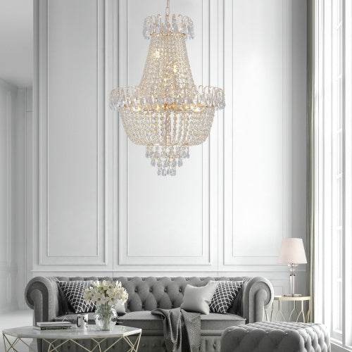Golden Crystal Chandelier, Large Modern Luxury Chandelier, Suitable For Living Room, Dining Room, Bedroom, Hallway - No Bulb - EX-STOCK Canada