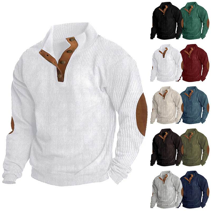Corduroy Casual Stand Collar Long-sleeved Sweater men - EX-STOCK Canada