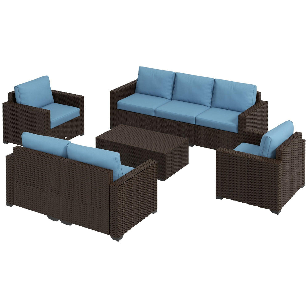 Patio Furniture Set, Cushions, Sofa, Loveseat, Storage Table, Blue EX-STOCK Canada