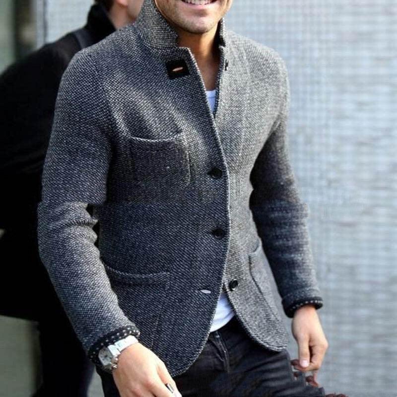 Long Sleeve Thick Cardigan Slim Fit Warm Stand Collar Casual Bottoming Shirt EX-STOCK Canada