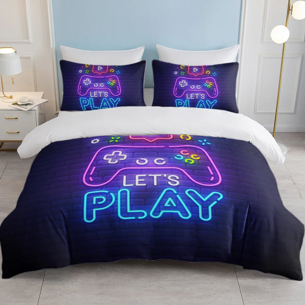 Gaming Duvet Cover Set Twin Full Queen King Size Video Game Controller Bedding Set, Boys Video Games Comforter Cover With 2 Pillow Shams, Bed Set For Boys Girls Bedroom Decor EX-STOCK Canada