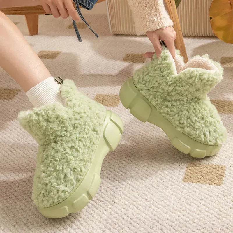 Winter Cashmere Snown Boots With 6cm Platform Warm Plus Velvet High-top Fleece Cotton Shoes Women Outdoor Indoor House Plush Shoes - EX-STOCK Canada