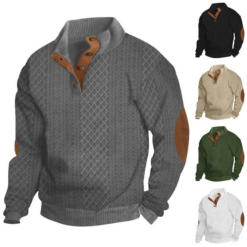 Stand Collar Long Sleeve Jacquard Knitted Pullover Sweater - EX-STOCK Canada