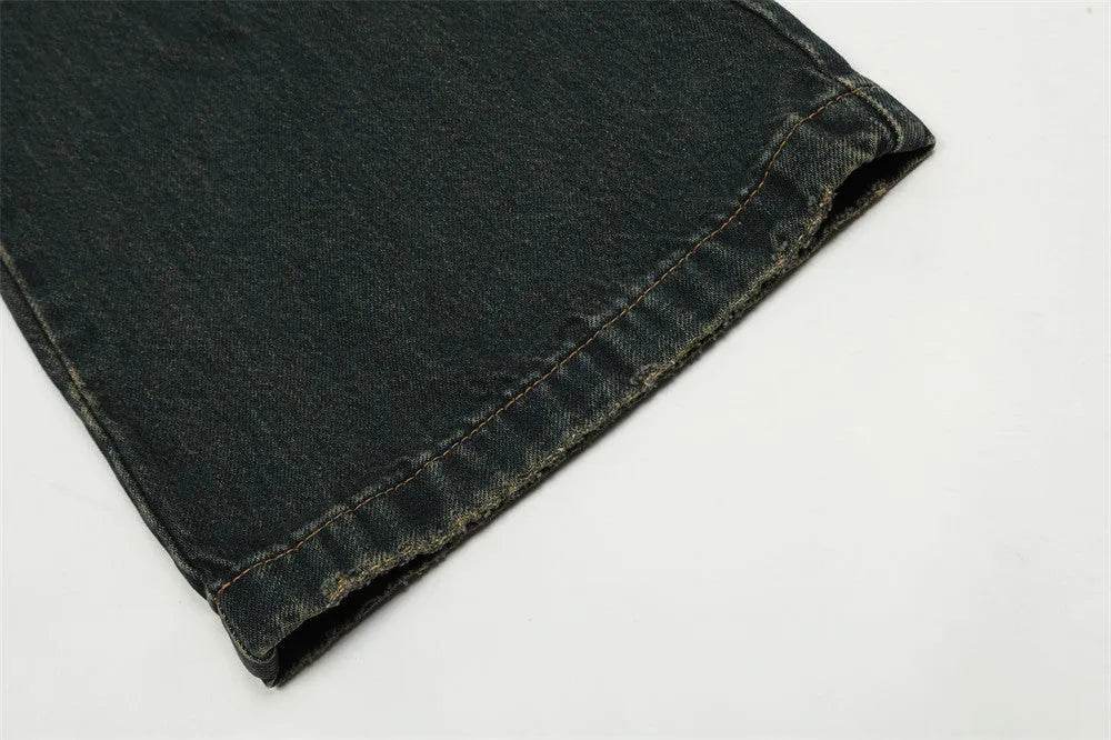 Washed Yellow Denim Bootcut Jeans Pants Men - EX-STOCK Canada