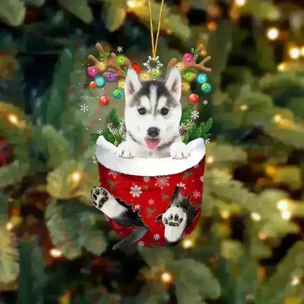 New Creative Cute Christmas Socks Dog Pendant Decoration Holiday Gift - EX-STOCK CANADA