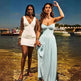 Luxury Blue Strapless Slimming Pleated Long Dress Elegant Tube Dress for Wedding Cocktail Evening Party Events. - EX-STOCK Canada
