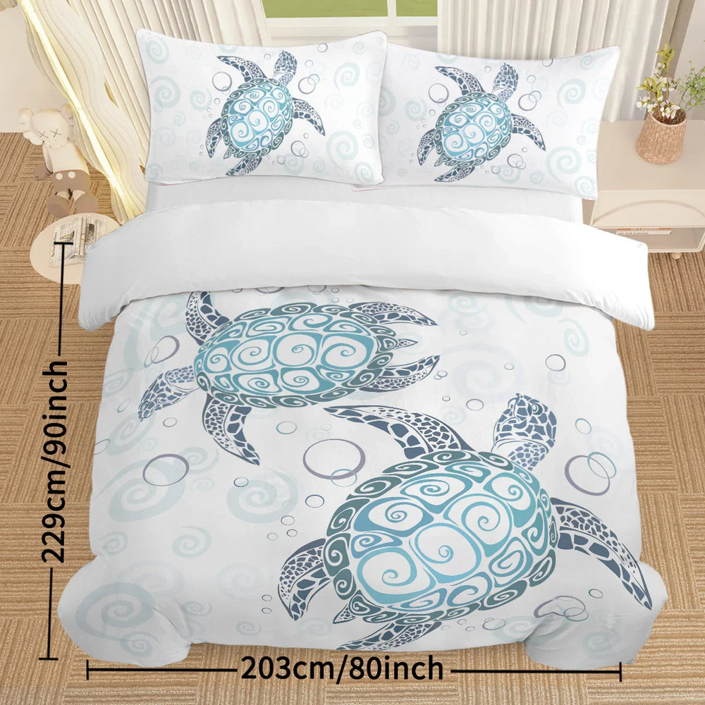 Sea Turtle Bedding Aqua Teal Blue Duvet Cover Sets Beach Turtle Bed Sets Ocean 3 Piece Turtle Themed Comforter Cover With 2 Pillowcases Twin Full Queen King Size EX-STOCK Canada