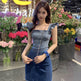 Women's Fashion Casual short sleeve Mini Denim Dress - EX-STOCK Canada