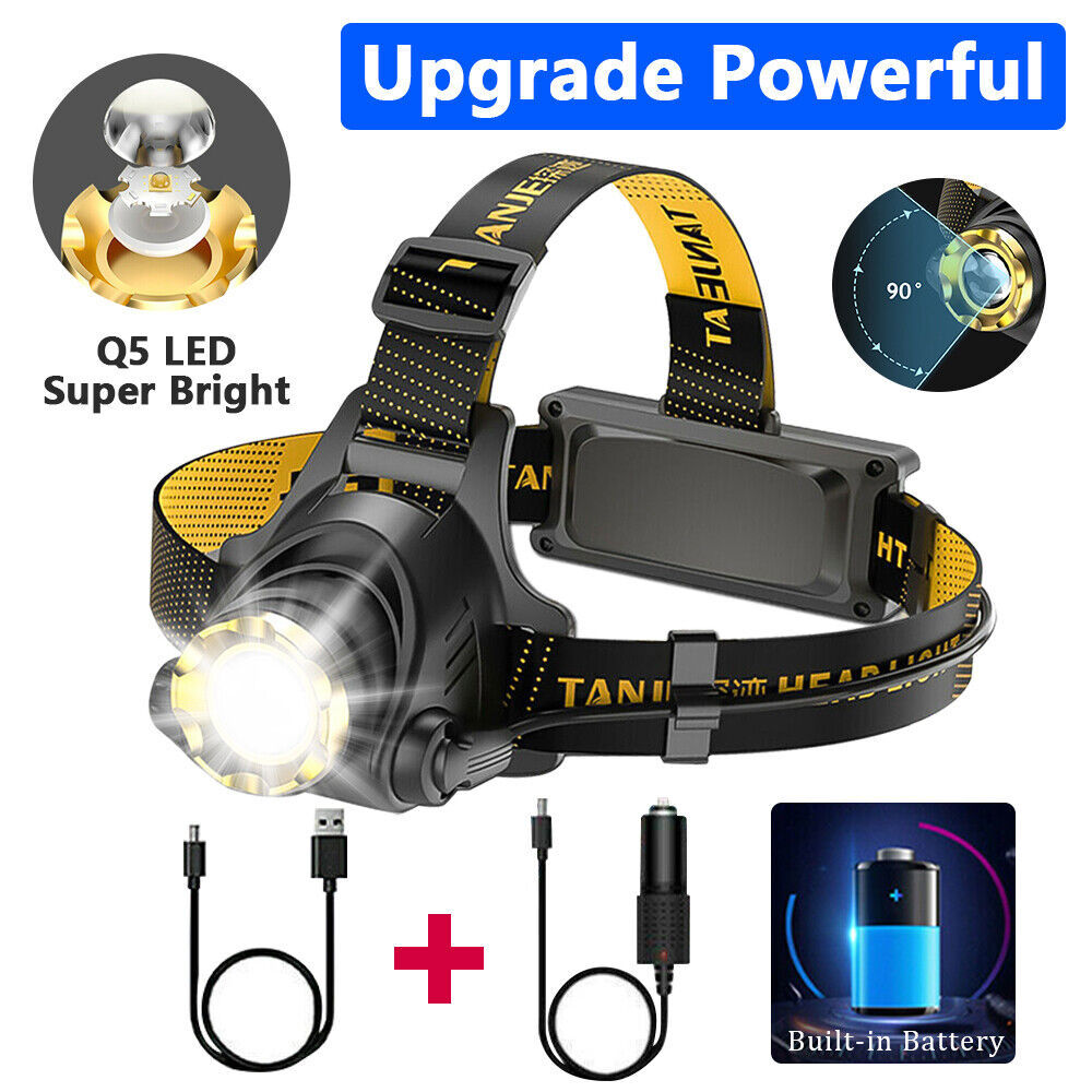 LED Headlamp Rechargeable Head Torch Zoom Headlight Lamp Powerful Flashlight Fishling Driving Camping Light With 3 Modes Work Light EX-STOCK