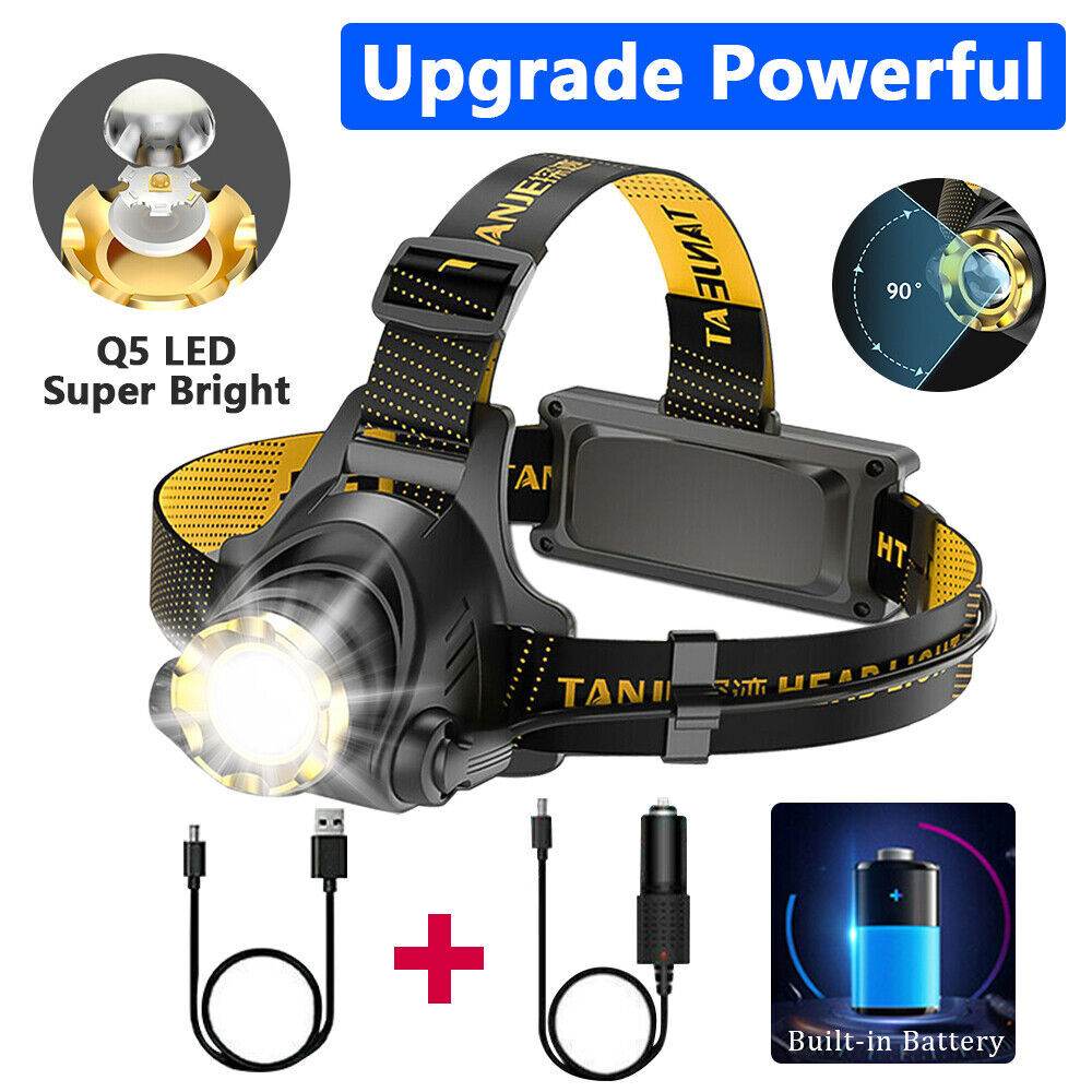 LED Headlamp Rechargeable Head Torch Zoom Headlight Lamp Powerful Flashlight Fishling Driving Camping Light With 3 Modes Work Light - EX-STOCK Canada