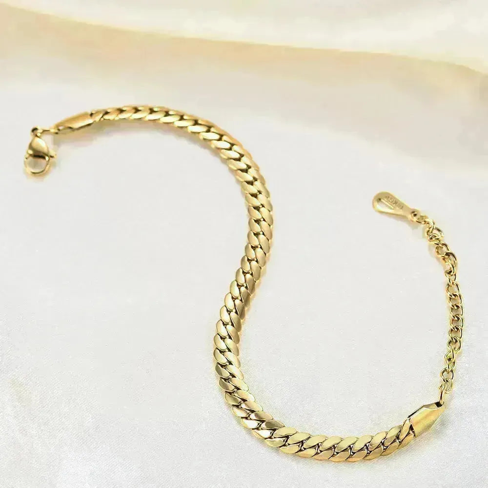 Bracelet de chaîne de liaison cubaine entièrement correspondant à la mode