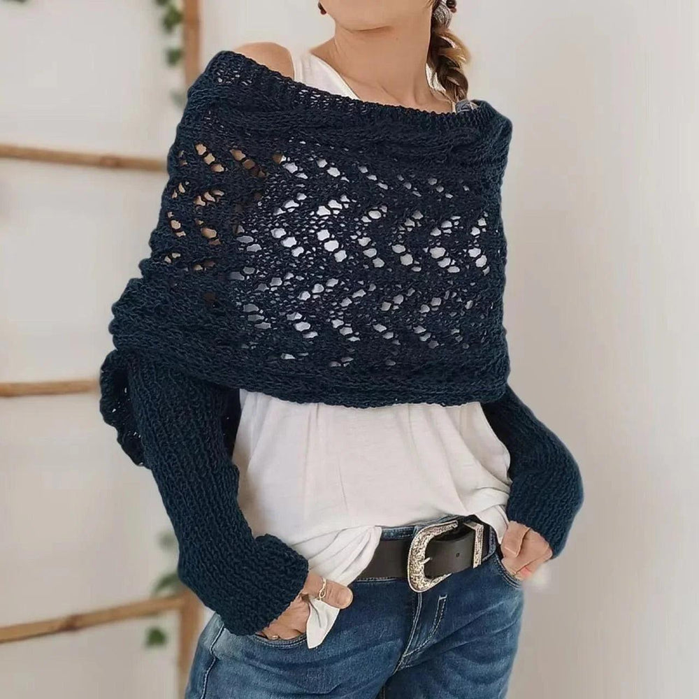 Autumn And Winter Warm Knitted Shawl Women's Hollowed-out Double Sleeve Shawl Collar Fashion Natural For Home And Party EX-STOCK Canada