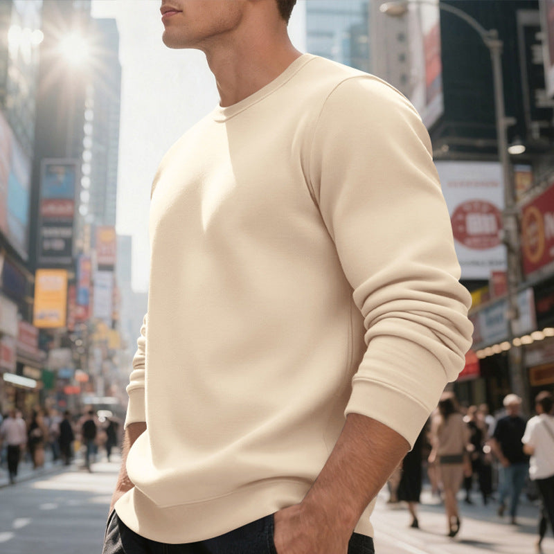 Fleece-lined Crew Neck Sweater Male Loose Casual Top EX-STOCK Canada