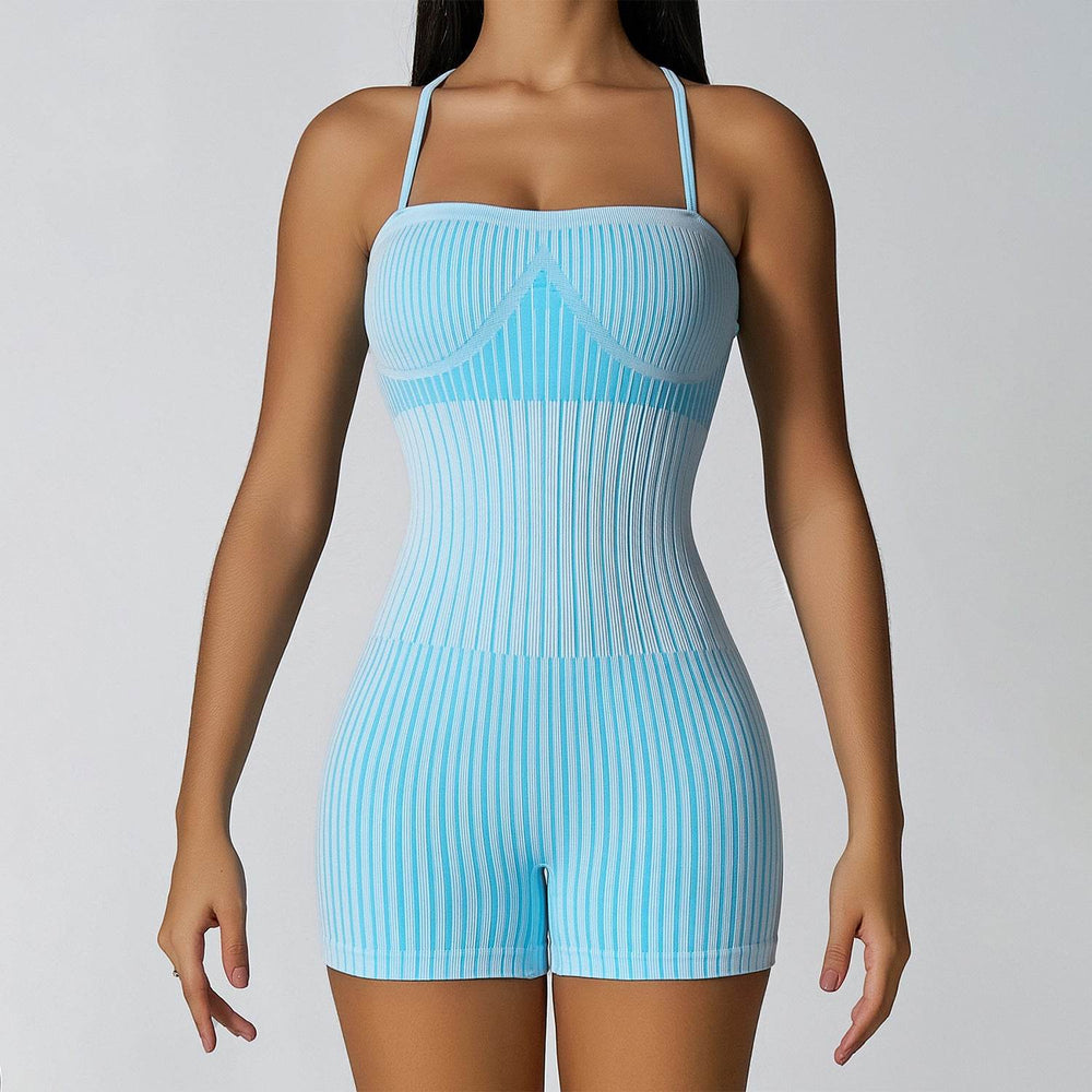 Hip Rise Waist Tight Sleeveless Yoga Jumpsuit Short Workout Romper - EX-STOCK Canada