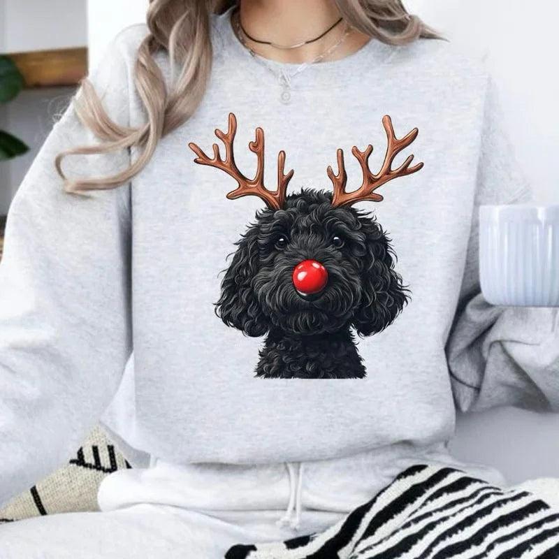 Felpa da donna con renna di Natale e girocolloEX-STOCK Canada