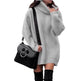 Autumn Winter Solid Cashmere oversized Knitted Mini Turtleneck Sweater Dress - EX-STOCK Canada