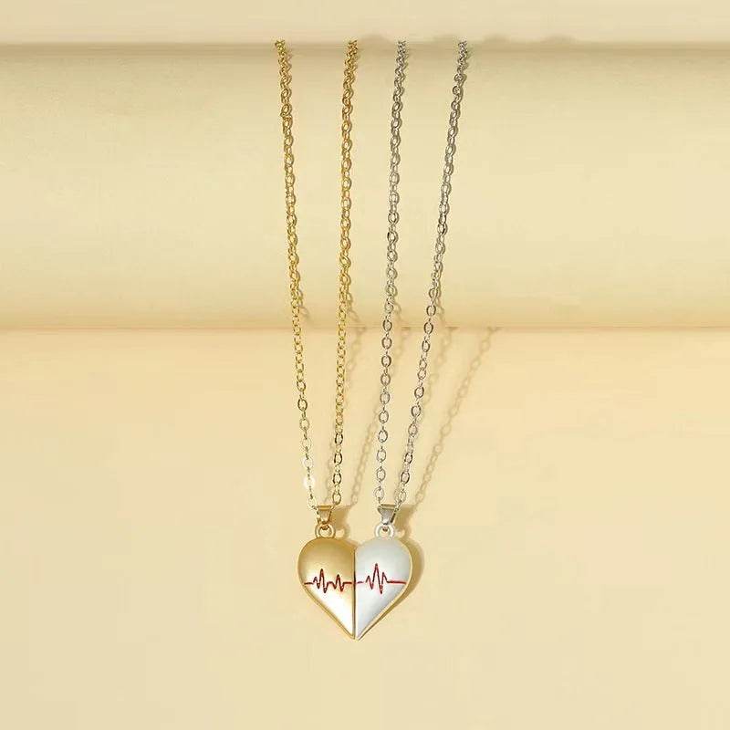Heartbeat Magnetic Heart Necklace Love Couple Jewelry - EX-STOCK Canada