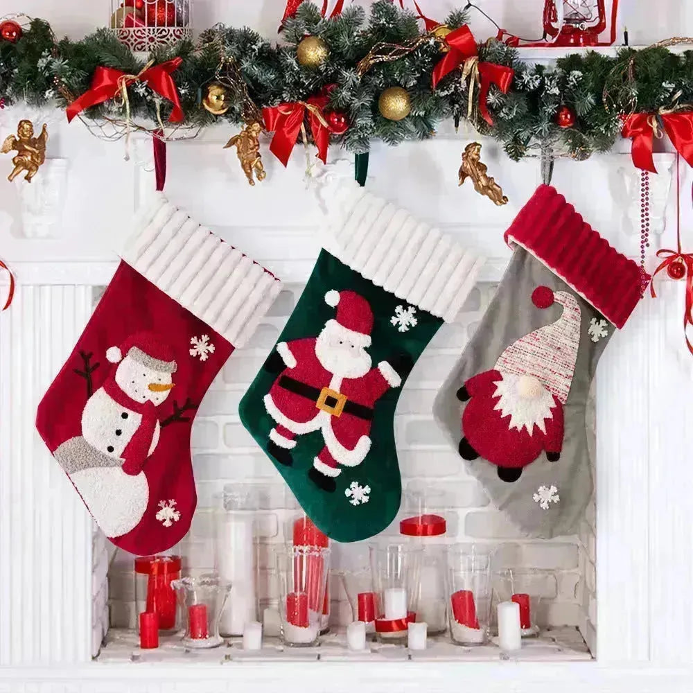 Décorations de Noël bas de Noël en velours doré