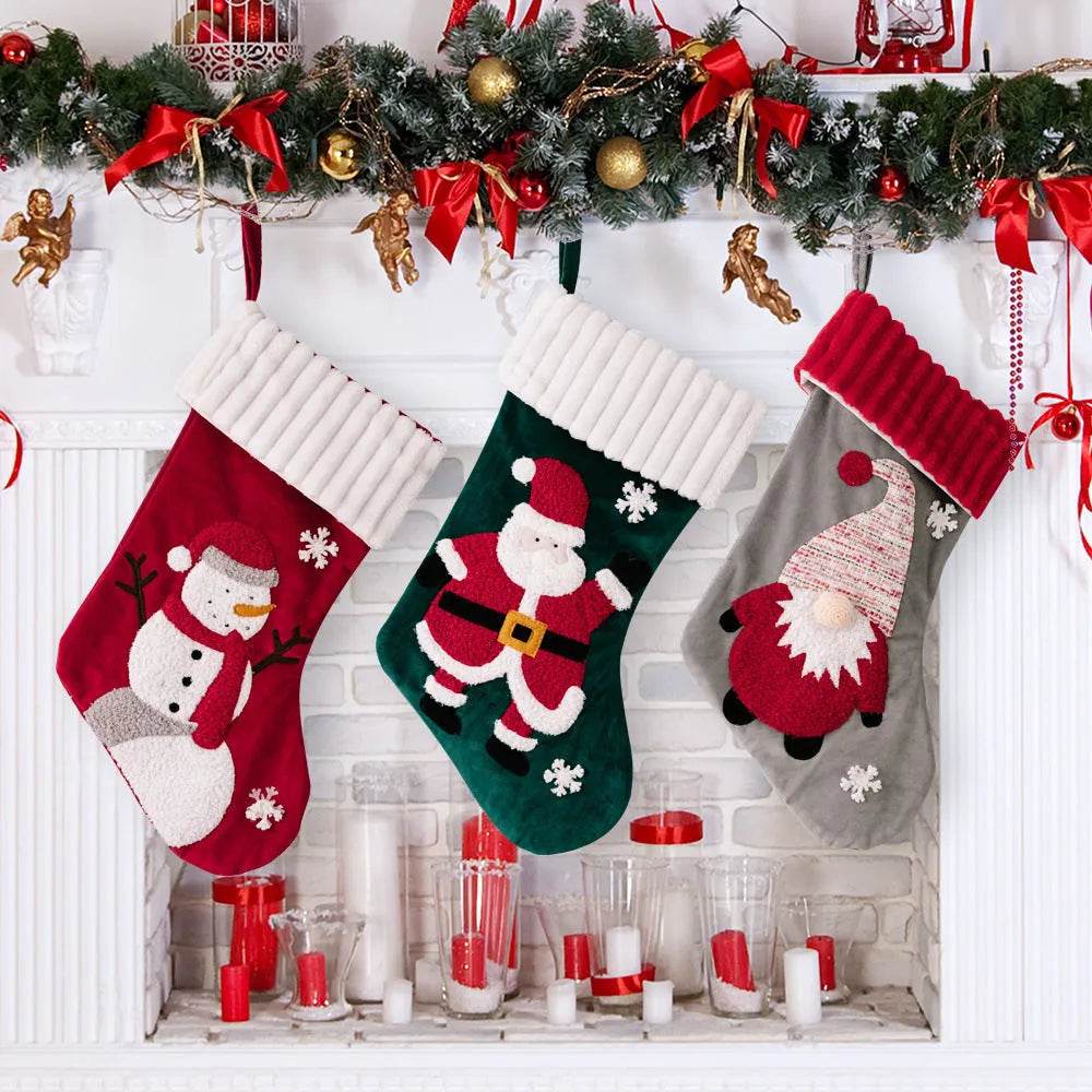 Christmas Decorations Gold Velvet Patch Christmas Stockings - EX-STOCK Canada