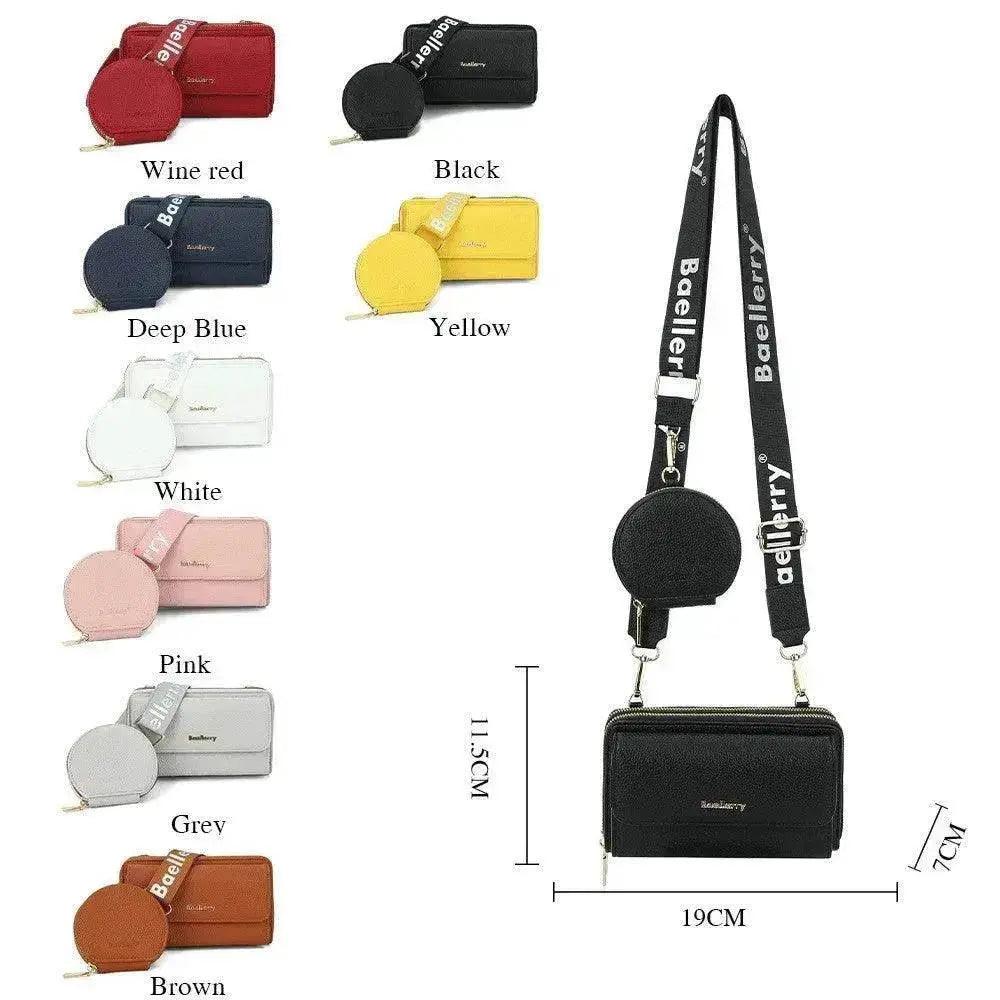 Bolsa compuesta de textura de lichi de 2 piezas, bolsa de moda para teléfono móvil con monedero pequeño, impresión de letras, bolso cruzado con cremallera para el hombro - EX-STOCK Canada