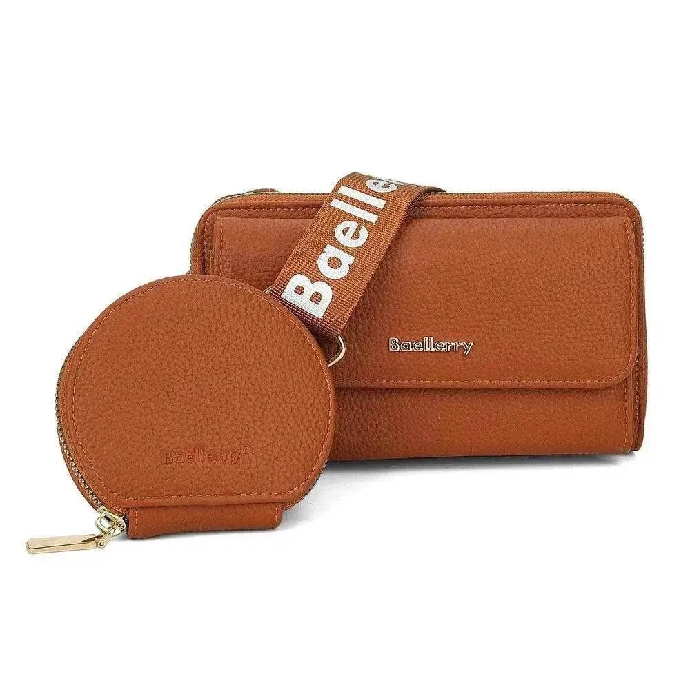 Bolsa compuesta de textura de lichi de 2 piezas, bolsa de moda para teléfono móvil con monedero pequeño, impresión de letras, bolso cruzado con cremallera para el hombro - EX-STOCK Canada
