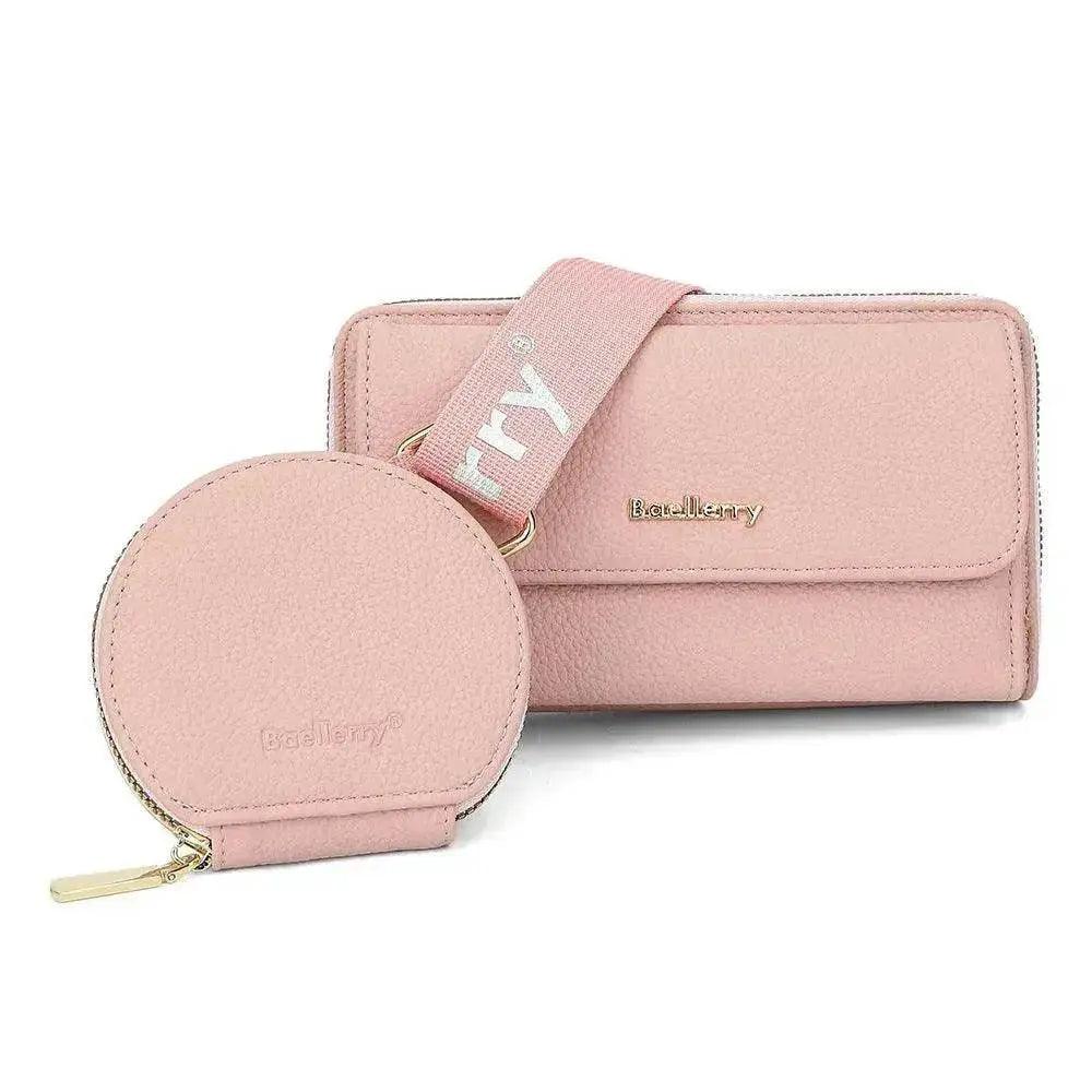 Bolsa compuesta de textura de lichi de 2 piezas, bolsa de moda para teléfono móvil con monedero pequeño, impresión de letras, bolso cruzado con cremallera para el hombro - EX-STOCK Canada