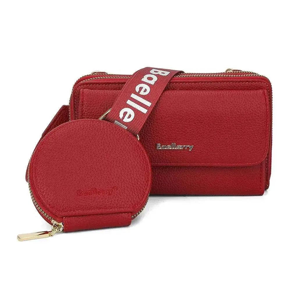 Bolsa compuesta de textura de lichi de 2 piezas, bolsa de moda para teléfono móvil con monedero pequeño, impresión de letras, bolso cruzado con cremallera para el hombro - EX-STOCK Canada