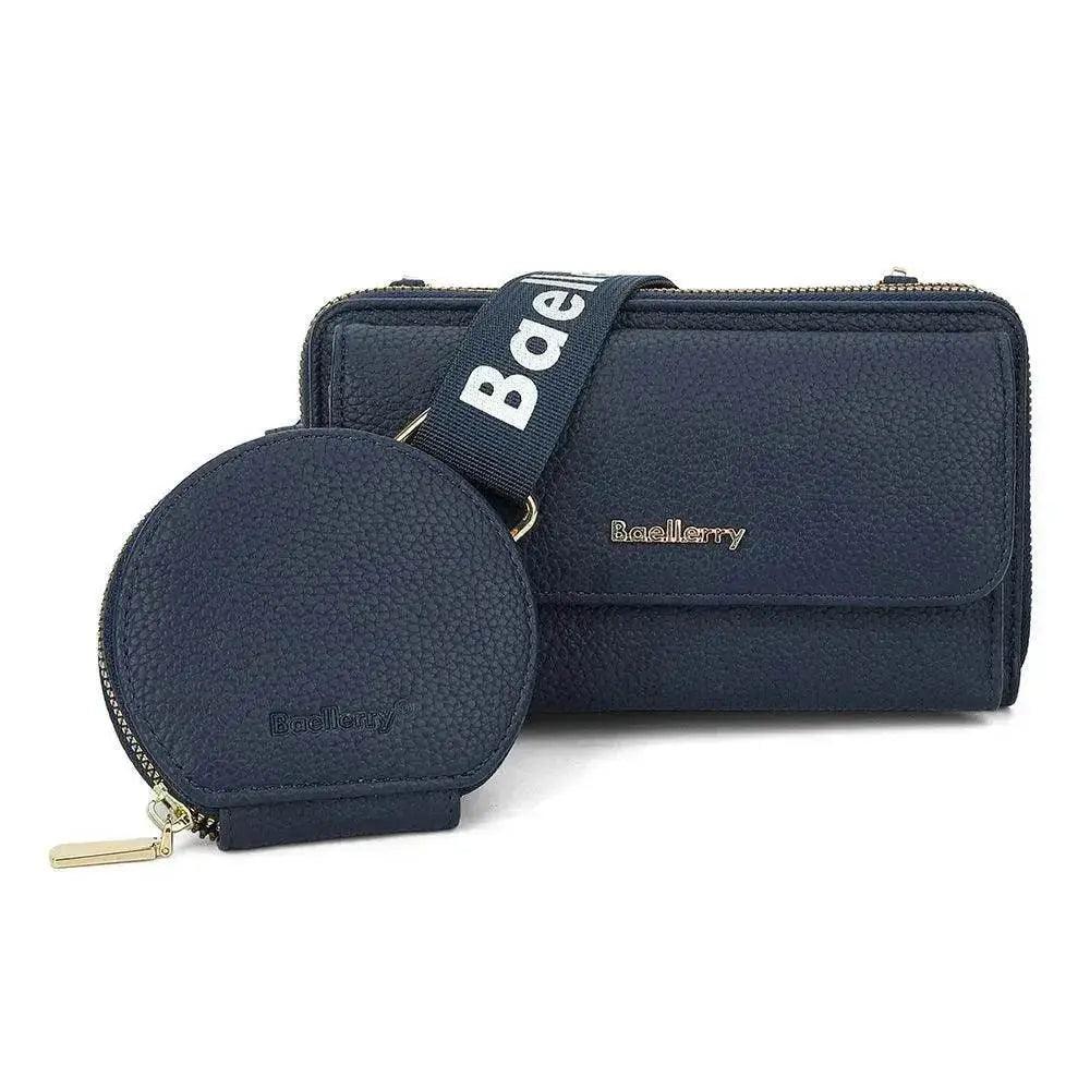 Bolsa compuesta de textura de lichi de 2 piezas, bolsa de moda para teléfono móvil con monedero pequeño, impresión de letras, bolso cruzado con cremallera para el hombro - EX-STOCK Canada