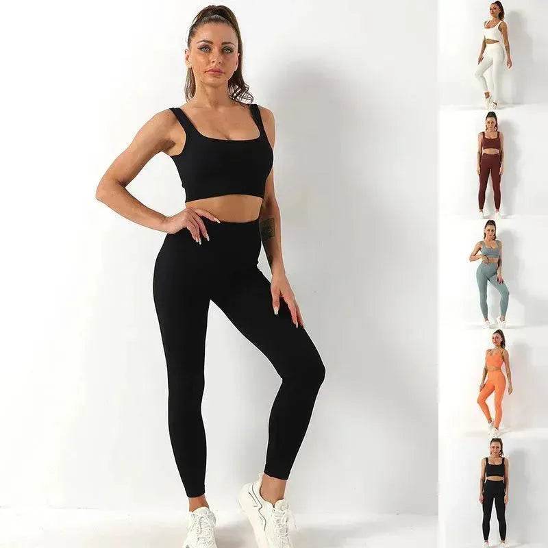 2pcs Thread Yoga Suit Seamless Bra And Butt Lifting High Waist Leggings Set For Women Sports Fitness Yoga Pants Sportswear Outfits Clothing - EX-STOCK Canada