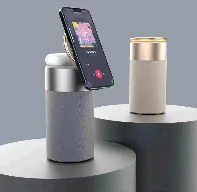 3 In 1 Multi-Function IPhone And AirPods Wireless Charger Portable Bluetooth Speaker With Touch Lamp For Home And Office - EX-STOCK Canada