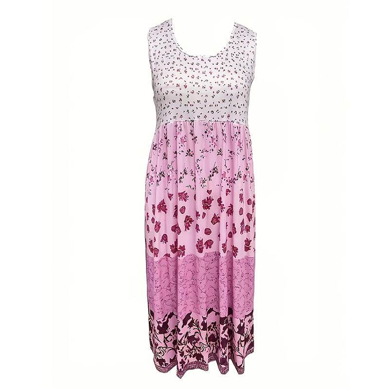 Casual Summer Boho Dress Floral Sleeveless Midi Dress - EX-STOCK Canada
