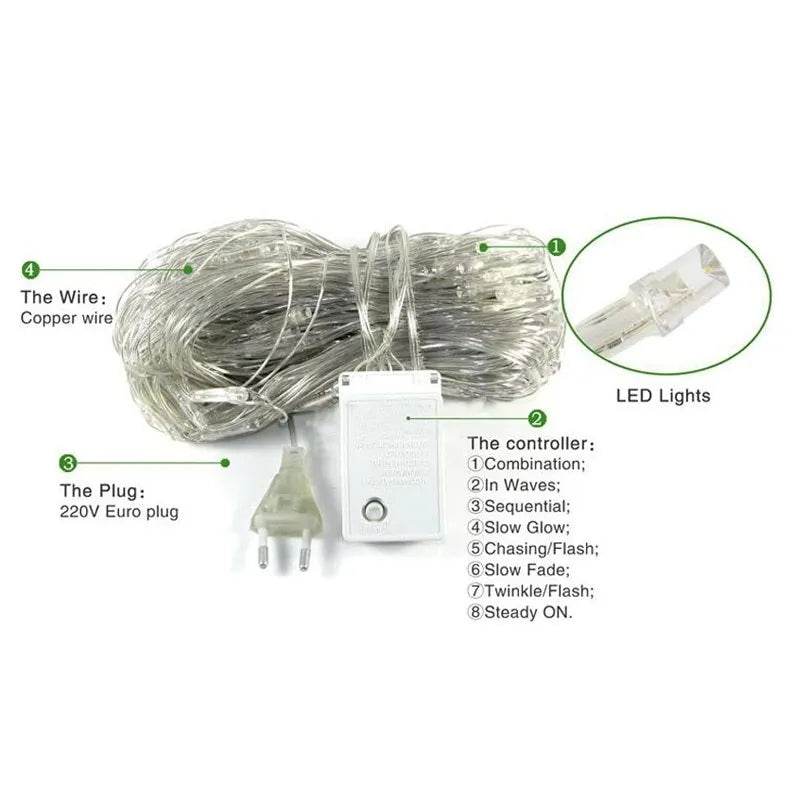 Christmas led lights string lights outdoor waterproof fishnet lights full of stars paved holiday lights wedding ins decorative lights - EX-STOCK Canada