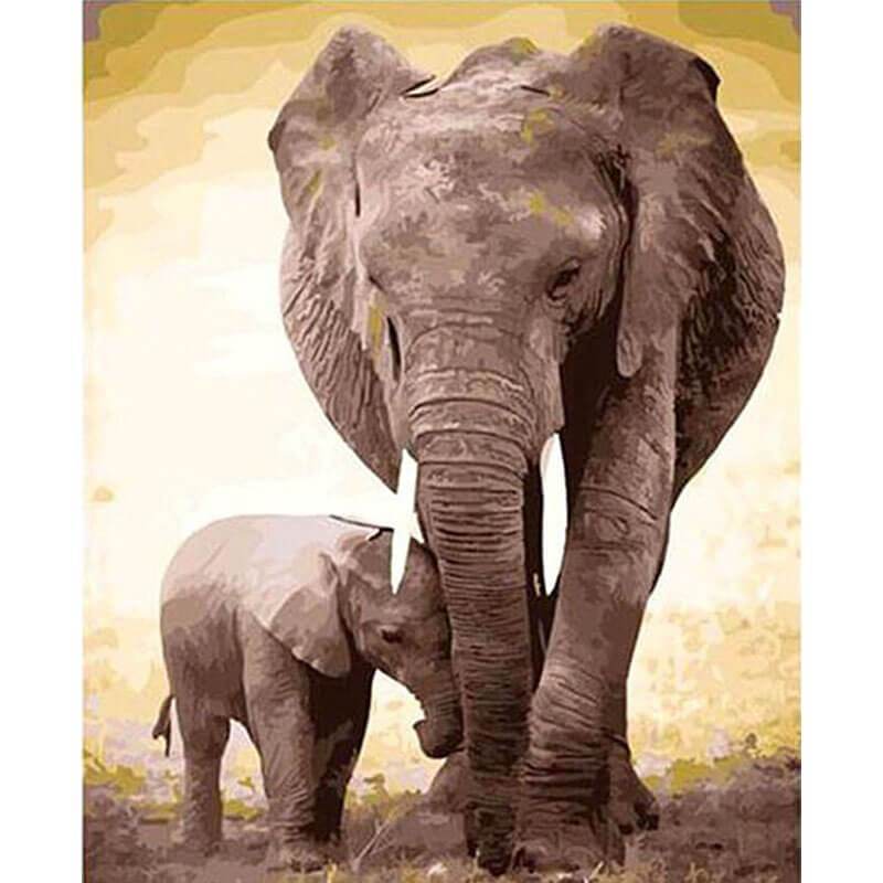 Mom and baby elephant painting - EX-STOCK Canada