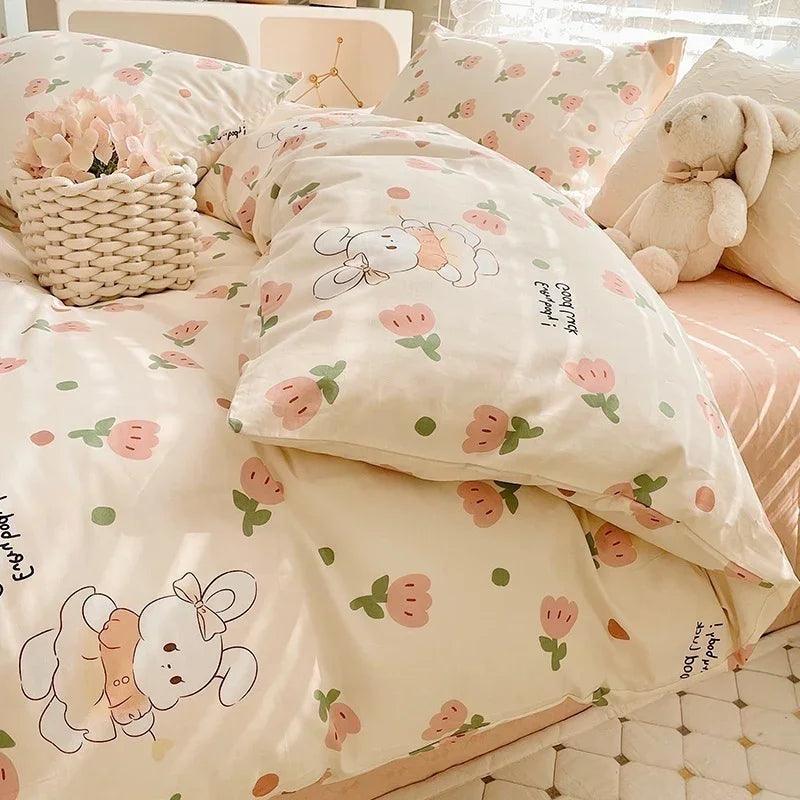 Four-piece Bed Set Pure Cotton Student Dormitory Duvet Cover Sheets EX-STOCK Canada