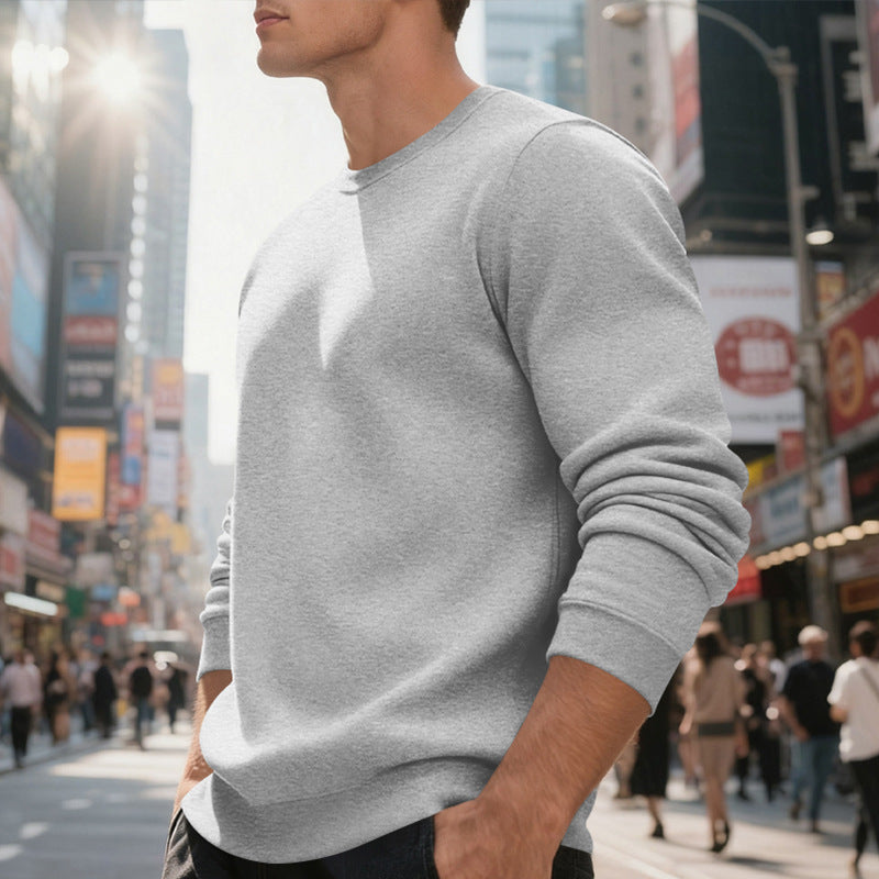 Fleece-lined Crew Neck Sweater Male Loose Casual Top EX-STOCK Canada