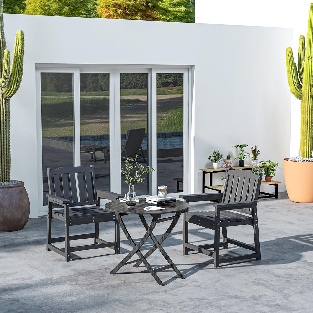 Sillas de patio de 2 piezas para todo clima, juego de sillas de comedor de patio de HDPE, muebles de exterior resistentes como madera, negroEX-STOCK Canada