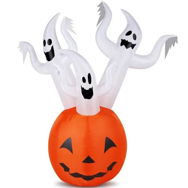 5.9 FT Halloween Inflatable Pumpkin Ghost Outdoor Decorations, Scary Blow Up Yard Decor With Built-in LED Lights For Holiday Party Yard Lawn Garden Decor Indoor Outdoor - EX-STOCK Canada