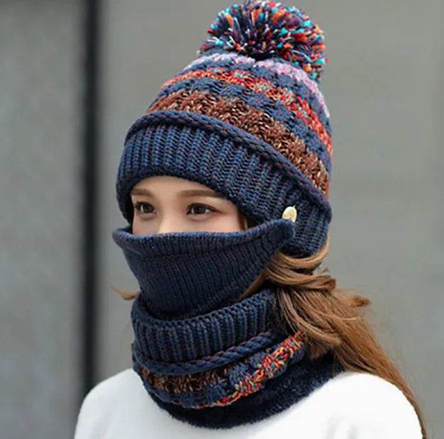 Fall Winter knitted Woolen Balaclava Beanie hat for women - EX-STOCK Canada