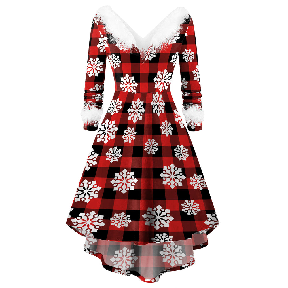 Women's Christmas Long Sleeve V-neck Irregular Dress EX-STOCK Canada