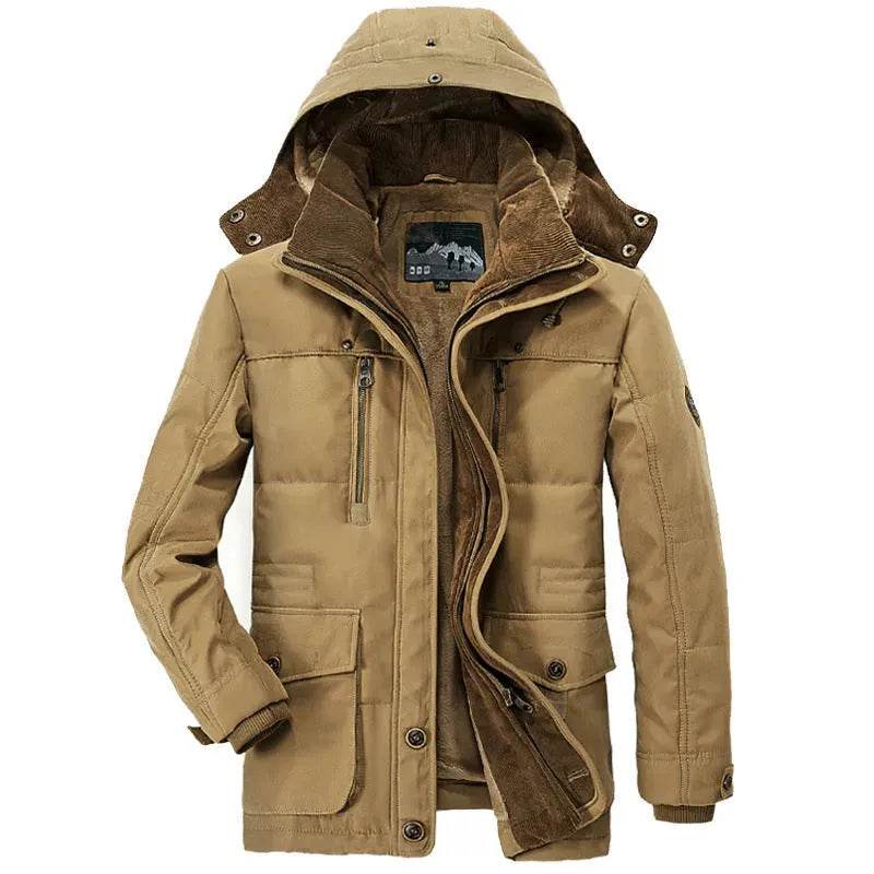 Thickened multi-pocket hooded men's cotton coat - EX-STOCK Canada