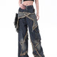 Distressed Denim Pant for women Oversized Streetstyle Patch Cargo Jeans Pant - EX-STOCK Canada