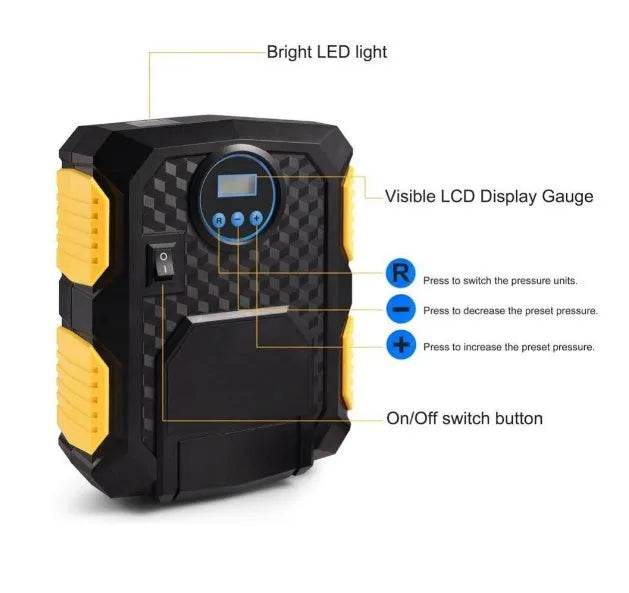 Digital Tire Inflator - DC 12 Volt Car Portable Air Compressor - EX-STOCK Canada