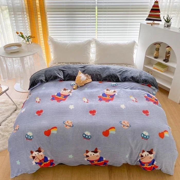 Double-sided Warm Coral Fleece Duvet Cover EX-STOCK Canada