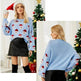 Christmas Sweater Women Cute Cartoon Santa Print Knit Sweater Winter Tops - EX-STOCK Canada