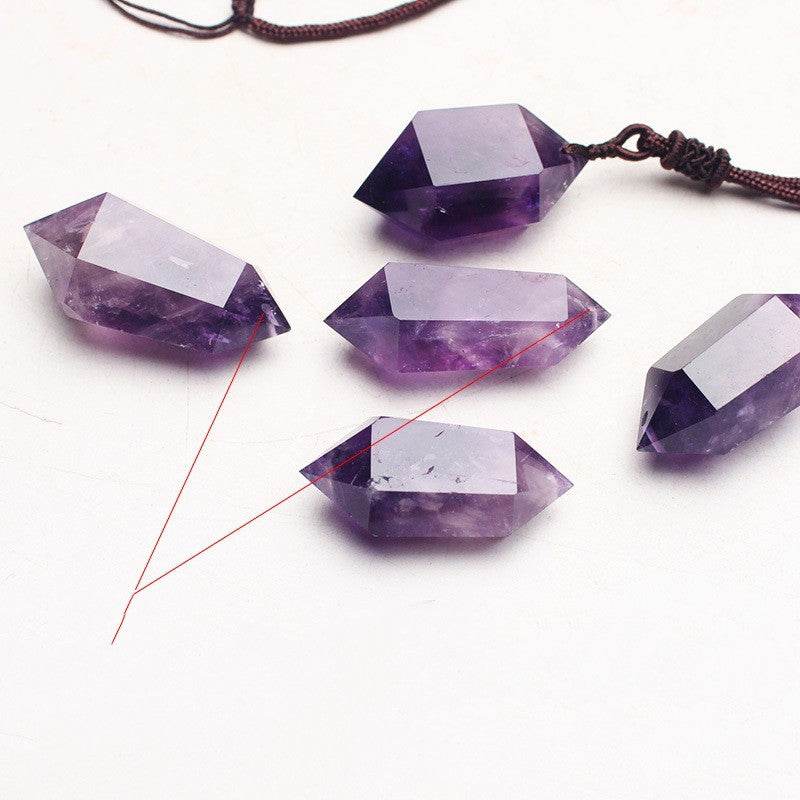 Natural Amethyst Hexagonal Crystal Pendant - EX-STOCK Canada