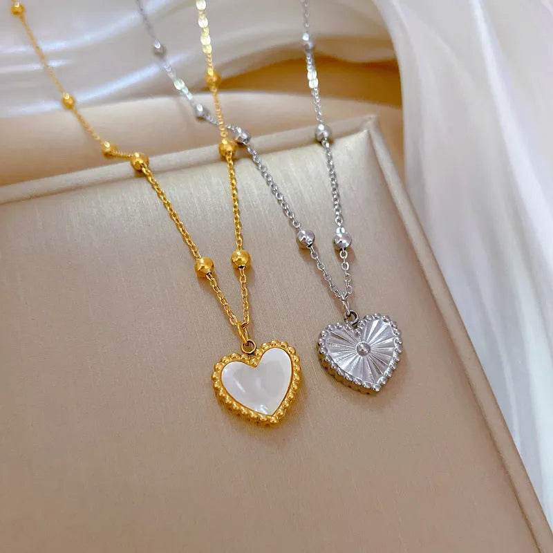 Heart-shape Love Necklace For Valentines Day Temperamental Personality Minimalist Stove Real Gold Necklace Female - EX-STOCK Canada