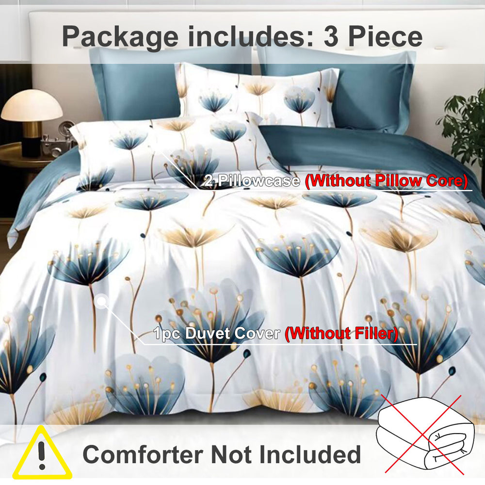 3-piece Set Of Simple And Fresh Blue And White Floral Duvet Cover, Polyester Bedroom Decoration Bedding Set Twin Full Queen King Size EX-STOCK Canada