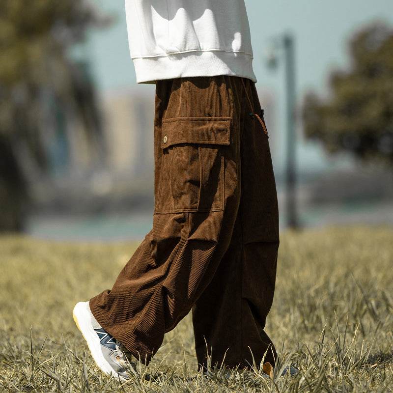 Autumn And Winter Straight Casual Wide-leg Corduroy Baggy Cargo Pant Overalls Men - EX-STOCK Canada